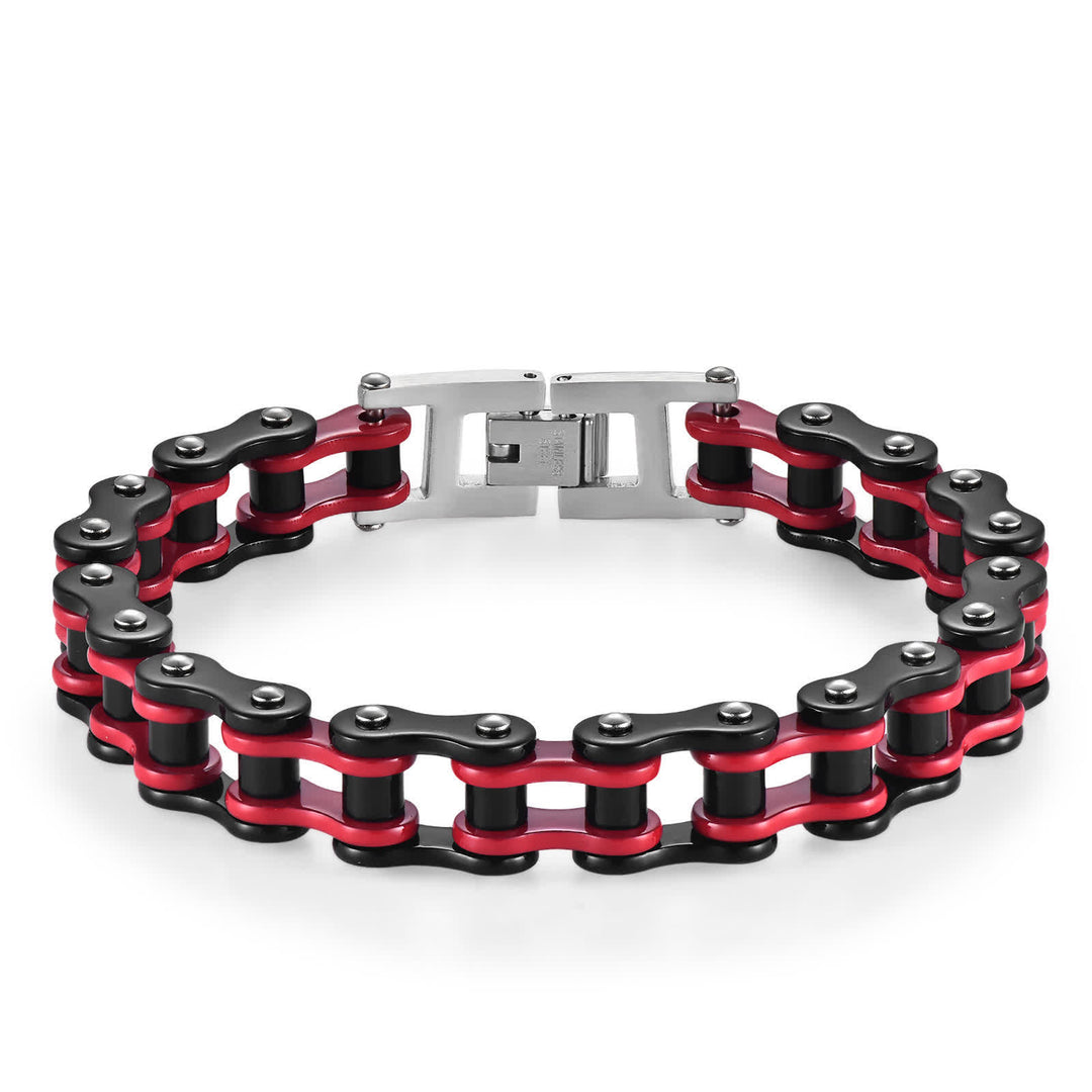 Cavalca con stile, senza paura, braccialetto a catena da moto - Rosso e nero - image 0
