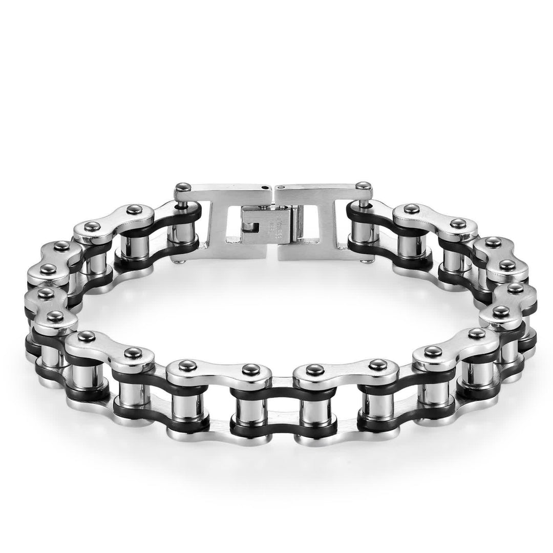 Cavalca con stile, senza paura, braccialetto a catena da moto - Argento e nero - image 10