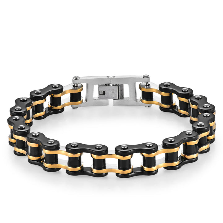 Cavalca con stile, senza paura, braccialetto a catena da moto - Argento, nero e oro - image 7