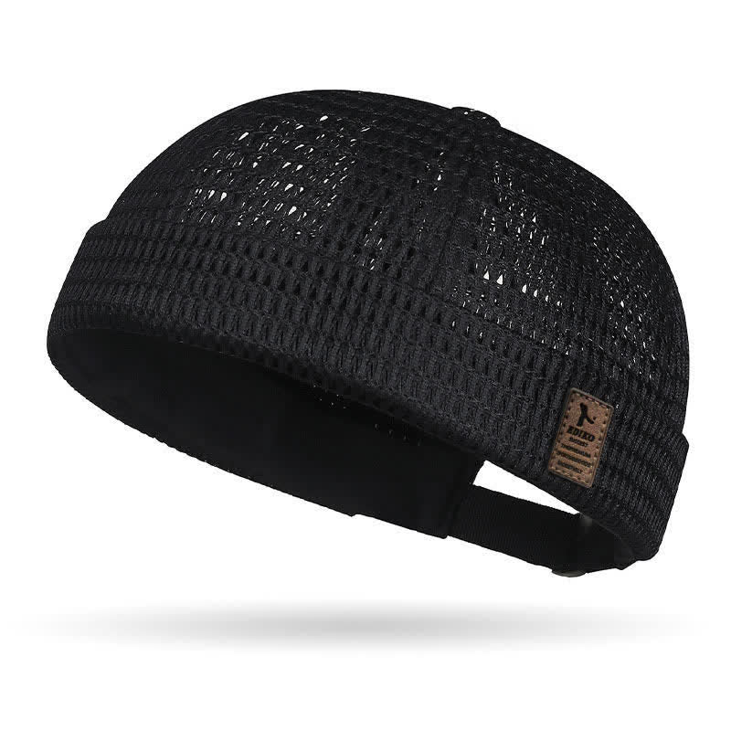 Cappellino da baseball estivo traspirante senza visiera, in rete, stile streetwear. - Nero - Regolabile (21 5/8"-23 5/8") - image 0