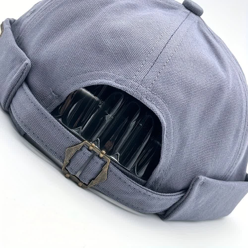 Berretto da marinaio regolabile senza visiera in tela con toppa in denim. - image 2