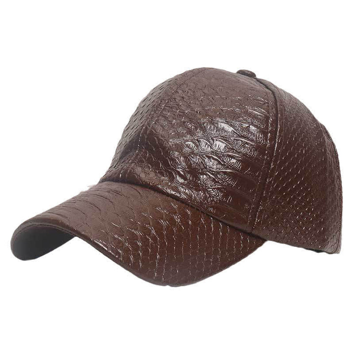Cappellino da baseball in similpelle con texture effetto coccodrillo in rilievo - Caffè - M (22"-22 7/8") - image 2