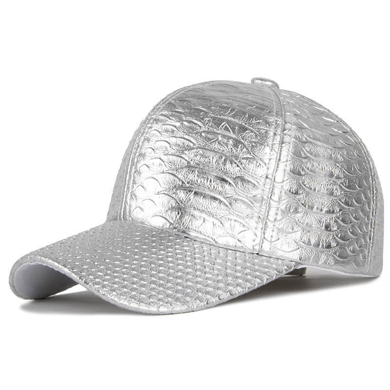 Cappellino da baseball in similpelle con texture effetto coccodrillo in rilievo - Argento - M (22"-22 7/8") - image 5