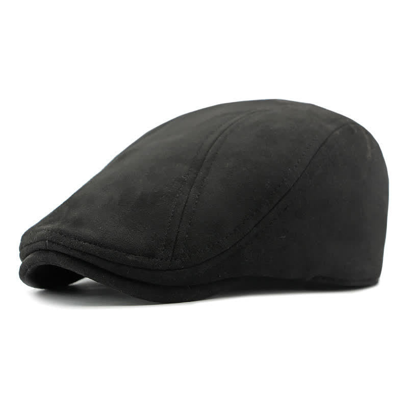 Berretto piatto unisex in camoscio stile vintage Ivy - Nero - Regolabile (21 5/8"-23 1/4") - image 9