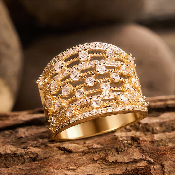Anello da donna a fascia larga con pavé di zirconi. - image 9