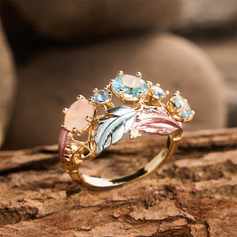 Anello da donna con piuma smaltata e cristalli intarsiati - image 3
