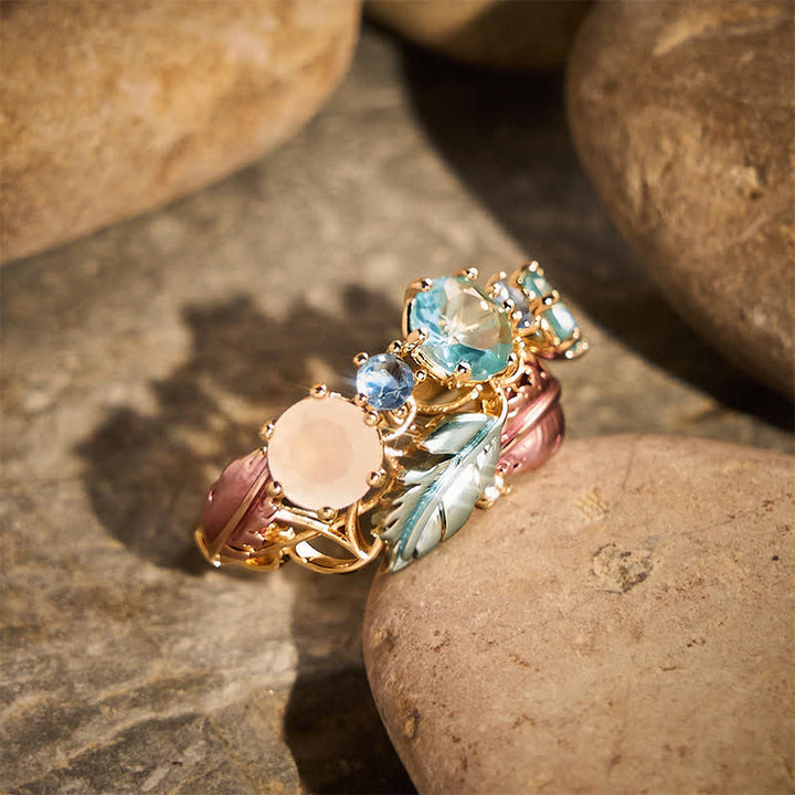 Anello da donna con piuma smaltata e cristalli intarsiati - image 2