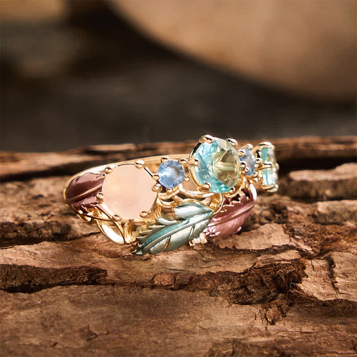 Anello da donna con piuma smaltata e cristalli intarsiati - image 4