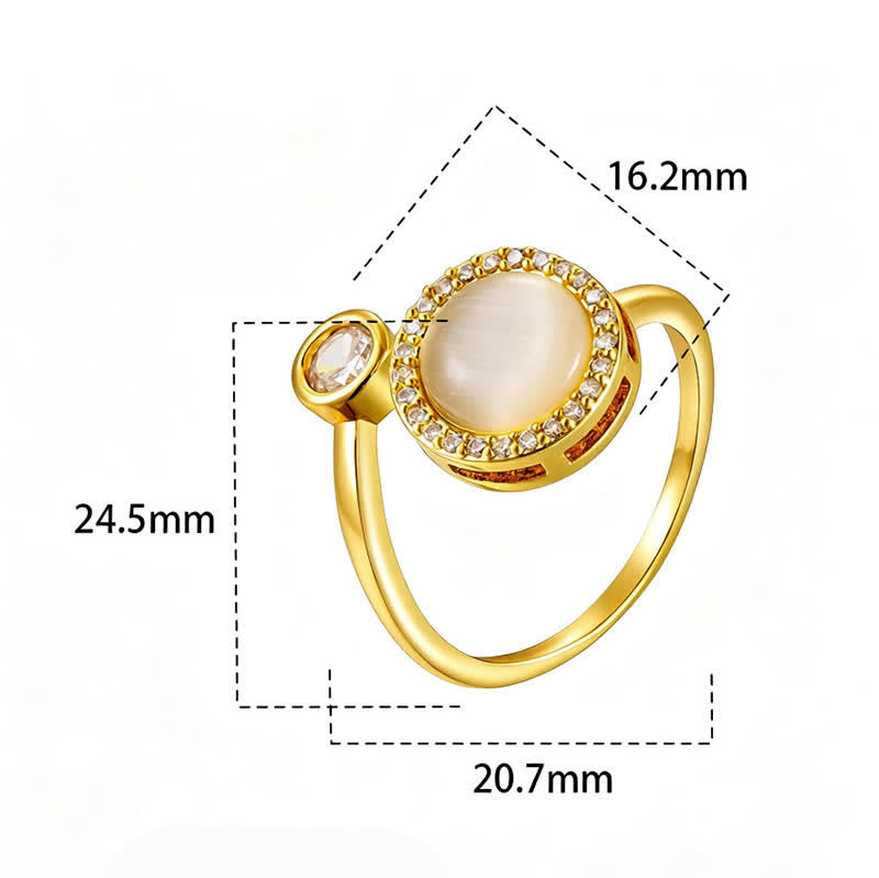Anello antiansia regolabile con spinner a forma di occhio di gatto dorato - image 4