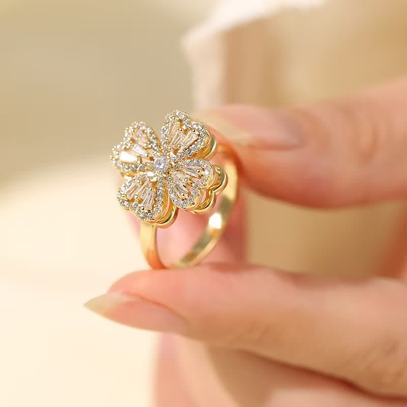 Anello antiansia regolabile a forma di quadrifoglio rotante - image 2