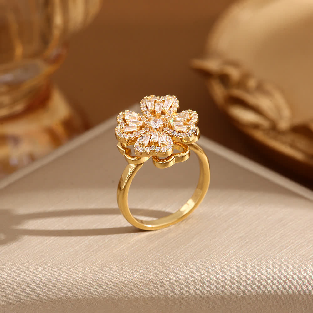 Anello antiansia regolabile a forma di quadrifoglio rotante - image 4