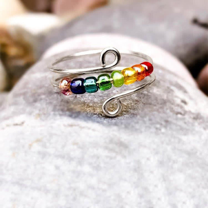 Anello antistress colorato con perline arcobaleno per la decompressione estetica - Argento - Argento 925 - image 2