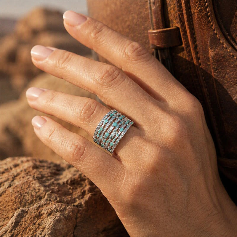Anello da donna a fascia larga con pavé di zirconi. - image 1