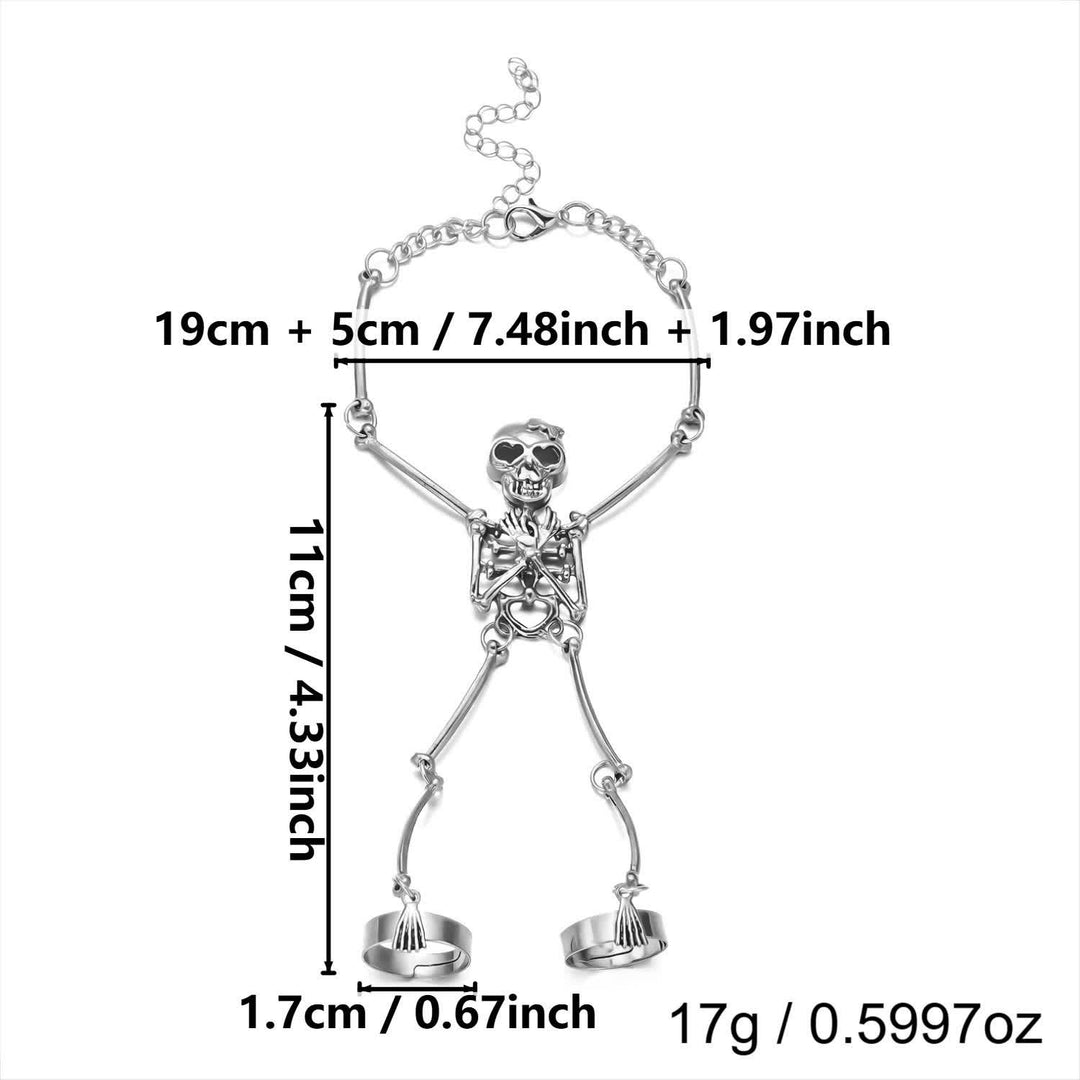 Braccialetto di Halloween con catena a forma di mano scheletrica e anelli. - image 7