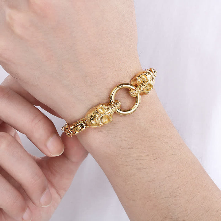 Bracciale da motociclista da uomo con doppia catena a teschio, pesante e spessa, stile King Chain. - image 11