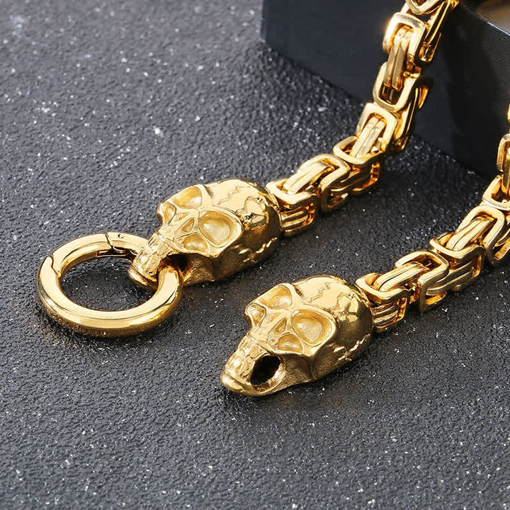 Bracciale da motociclista da uomo con doppia catena a teschio, pesante e spessa, stile King Chain. - image 6