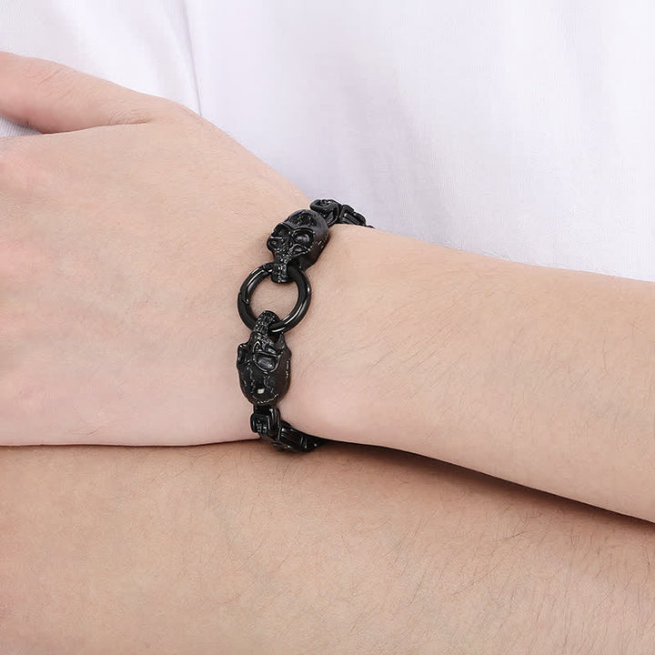 Bracciale da motociclista da uomo con doppia catena a teschio, pesante e spessa, stile King Chain. - image 8