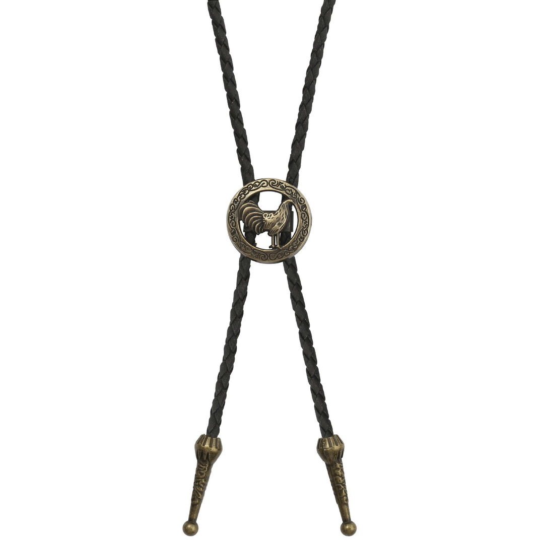 Bolo da uomo vintage western in pelle intrecciata con gallo - image 5