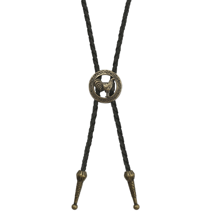 Bolo da uomo vintage western in pelle intrecciata con gallo - image 5