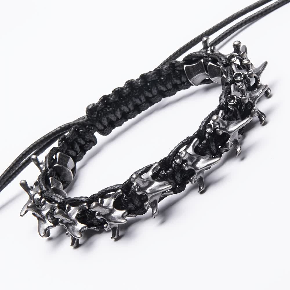 Bracciale a catena intrecciata con vertebre di drago - Nero e argento - image 11
