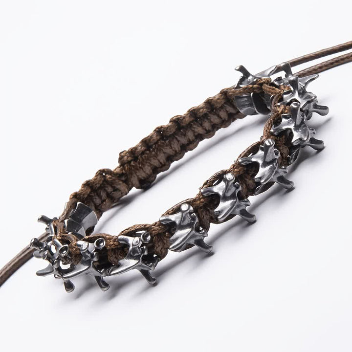 Bracciale a catena intrecciata con vertebre di drago - Marrone e argento - image 12