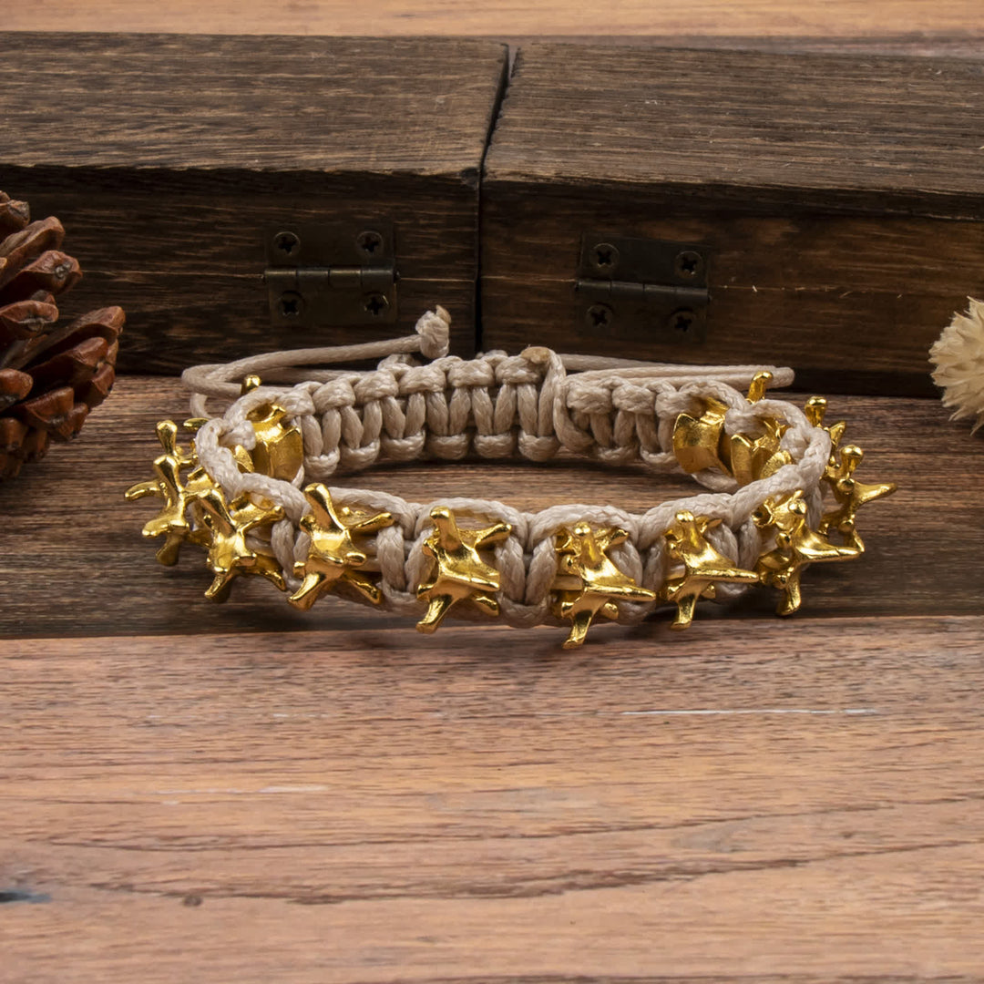 Bracciale a catena intrecciata con vertebre di drago - Avorio e oro - image 6