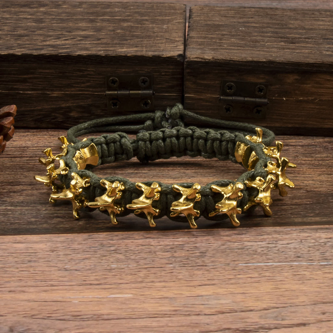 Bracciale a catena intrecciata con vertebre di drago - Verde e oro - image 4