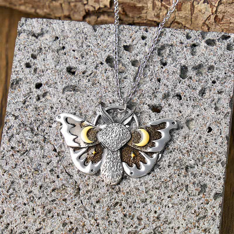 Collana con falena lunare celeste, lune e stelle gotiche - image 3