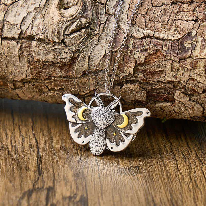 Collana con falena lunare celeste, lune e stelle gotiche - Argento - image 0