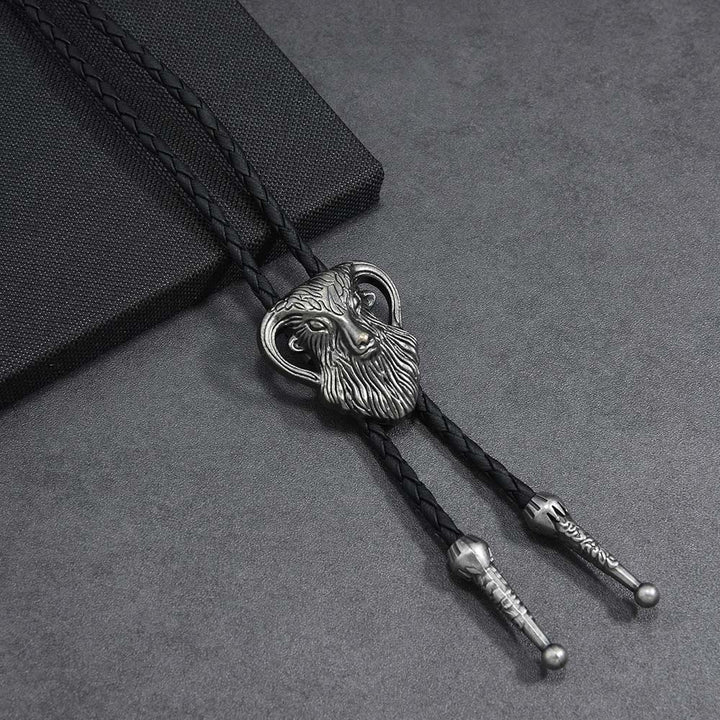 Cravatta bolo da uomo antica bicolore con testa di ariete intrecciata. - Argento - image 4