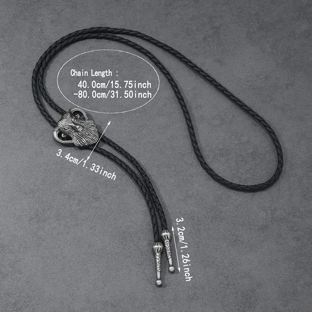 Cravatta bolo da uomo antica bicolore con testa di ariete intrecciata. - image 5