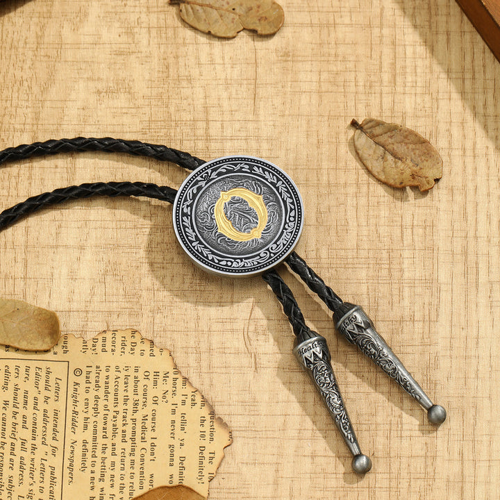 Cravatta bolo da uomo vintage western con monogramma in filigrana. - O - image 14