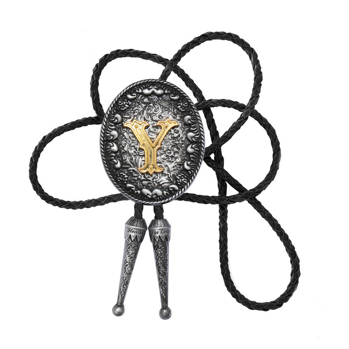 Cravatta bolo bicolore in stile classico con monogramma in rilievo. - Y - image 26