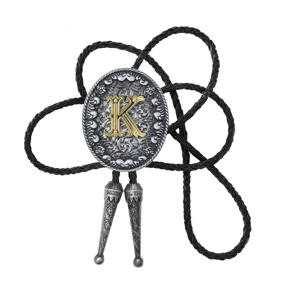 Cravatta bolo bicolore in stile classico con monogramma in rilievo. - K - image 12