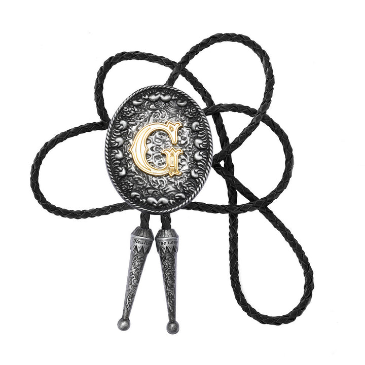 Cravatta bolo bicolore in stile classico con monogramma in rilievo. - G - image 8