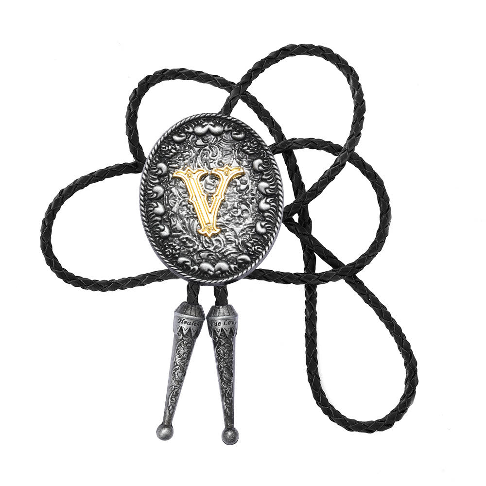 Cravatta bolo bicolore in stile classico con monogramma in rilievo. - V - image 23