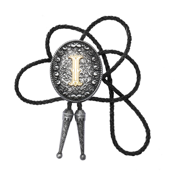 Cravatta bolo bicolore in stile classico con monogramma in rilievo. - I - image 10