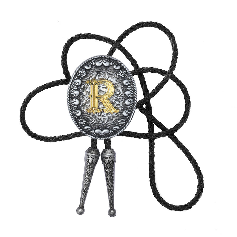 Cravatta bolo bicolore in stile classico con monogramma in rilievo. - R - image 19