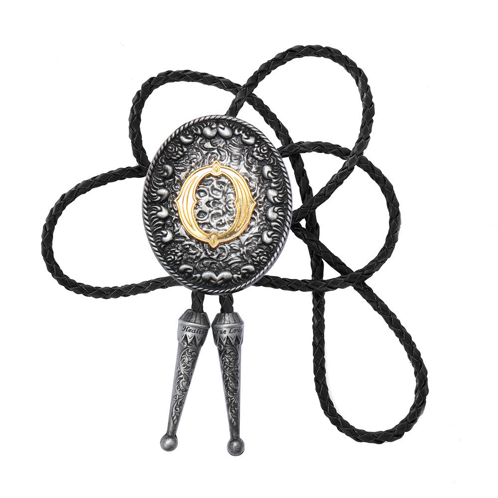 Cravatta bolo bicolore in stile classico con monogramma in rilievo. - O - image 16