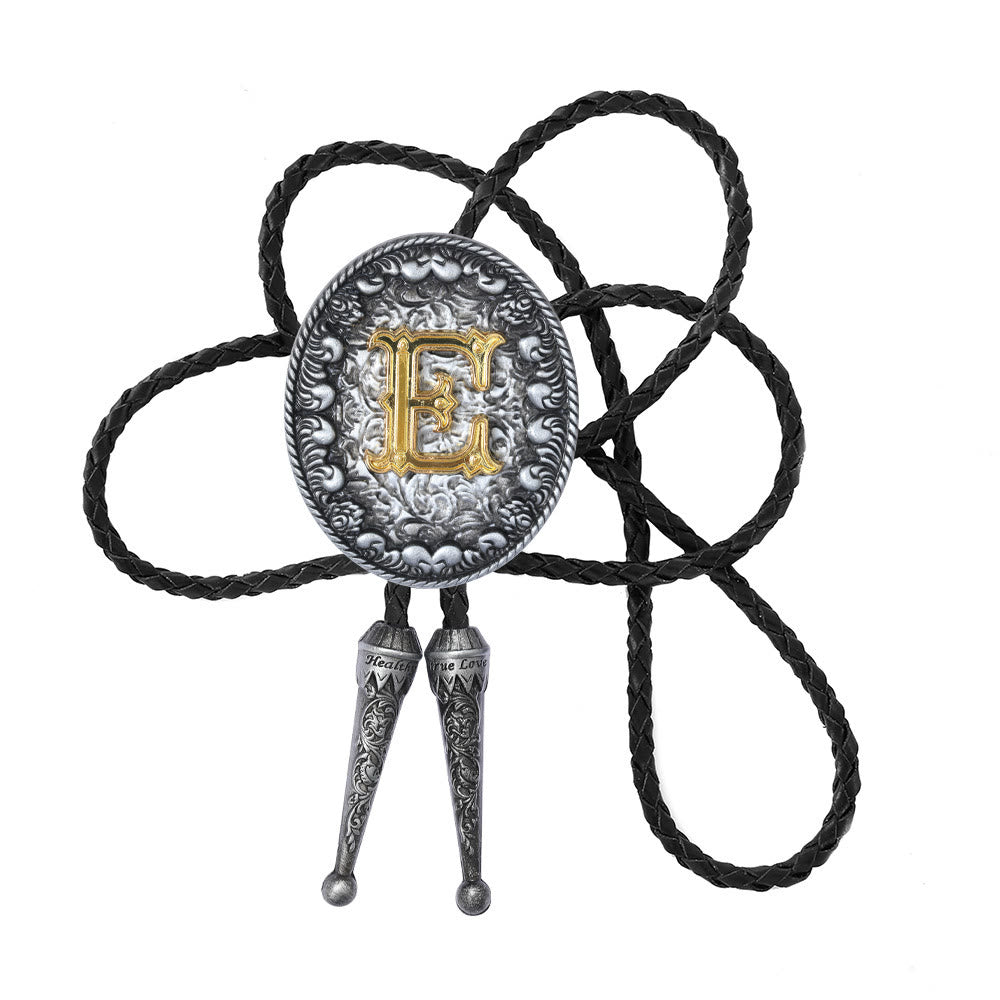 Cravatta bolo bicolore in stile classico con monogramma in rilievo. - E - image 6