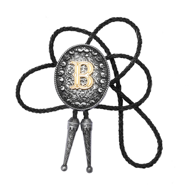 Cravatta bolo bicolore in stile classico con monogramma in rilievo. - B - image 3