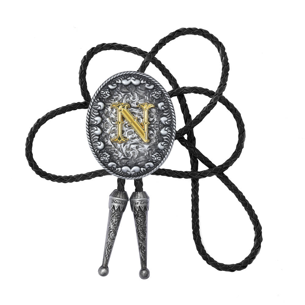 Cravatta bolo bicolore in stile classico con monogramma in rilievo. - N - image 15