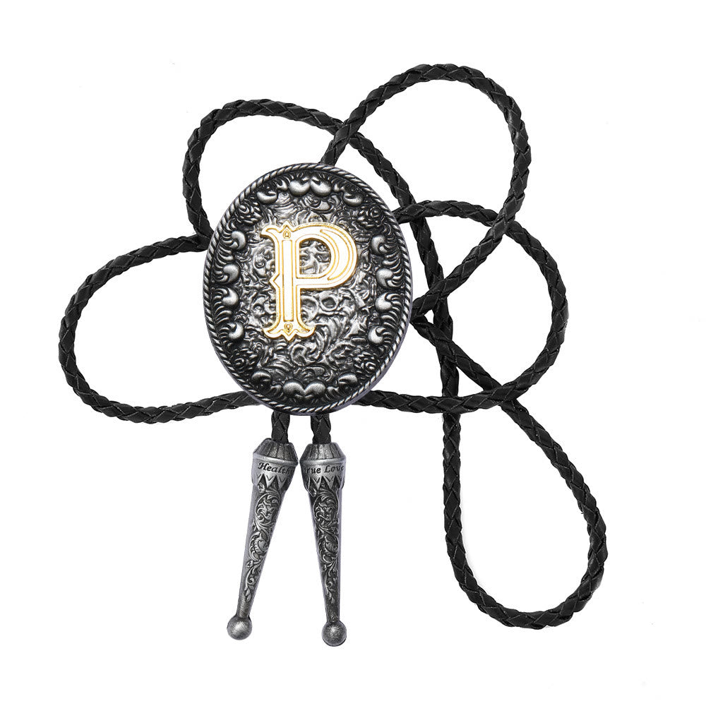 Cravatta bolo bicolore in stile classico con monogramma in rilievo. - P - image 17