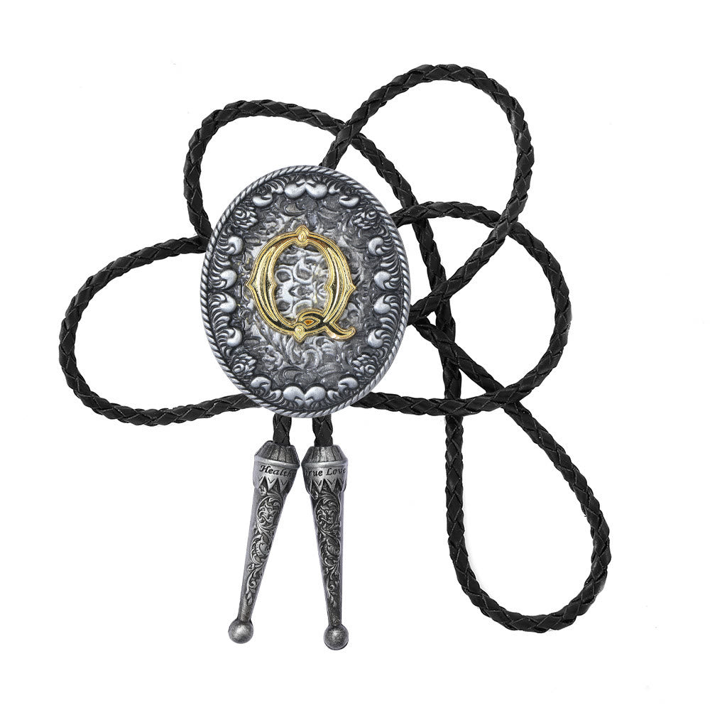 Cravatta bolo bicolore in stile classico con monogramma in rilievo. - Q - image 18