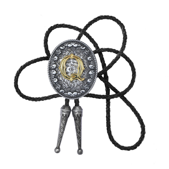 Cravatta bolo bicolore in stile classico con monogramma in rilievo. - Q - image 18