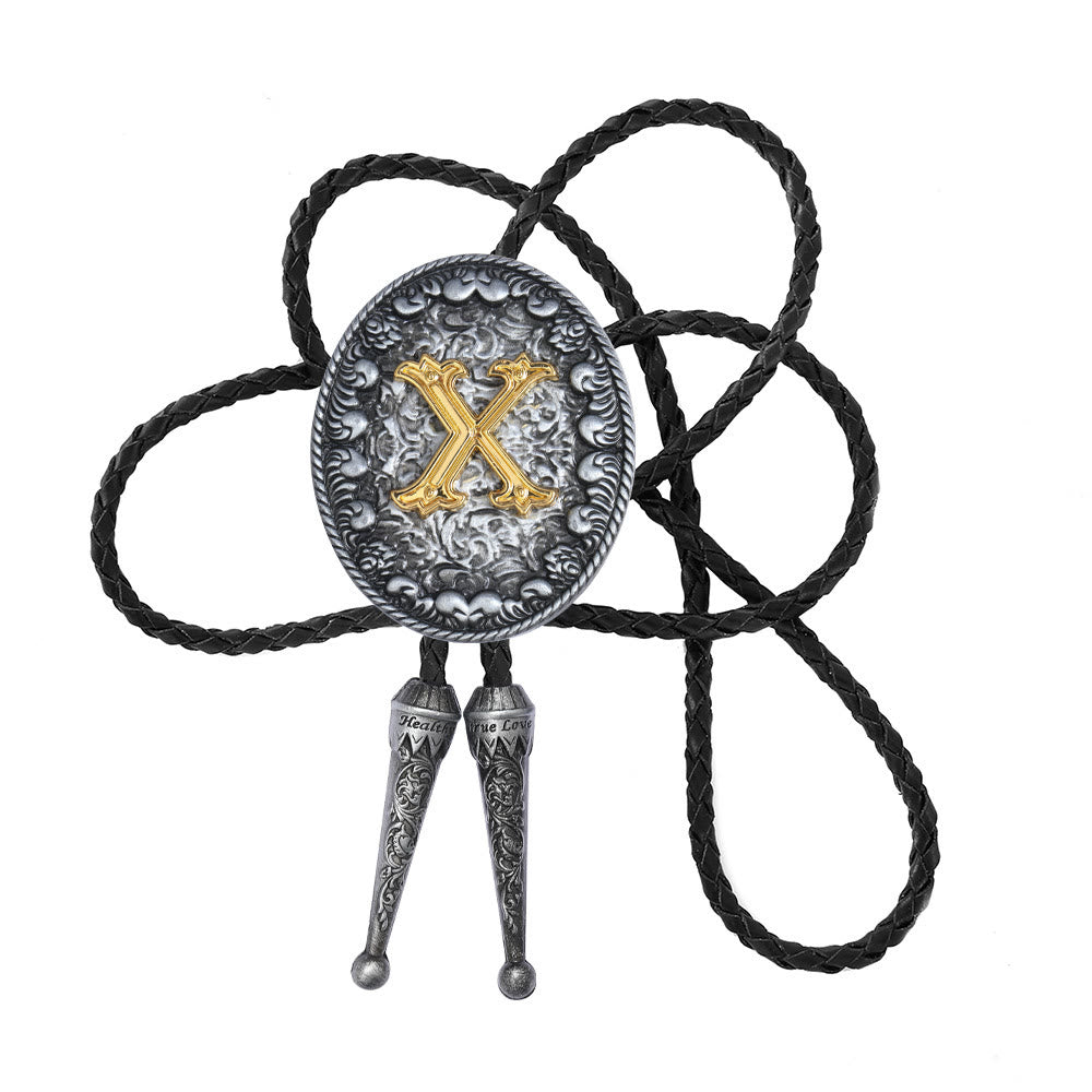 Cravatta bolo bicolore in stile classico con monogramma in rilievo. - X - image 25