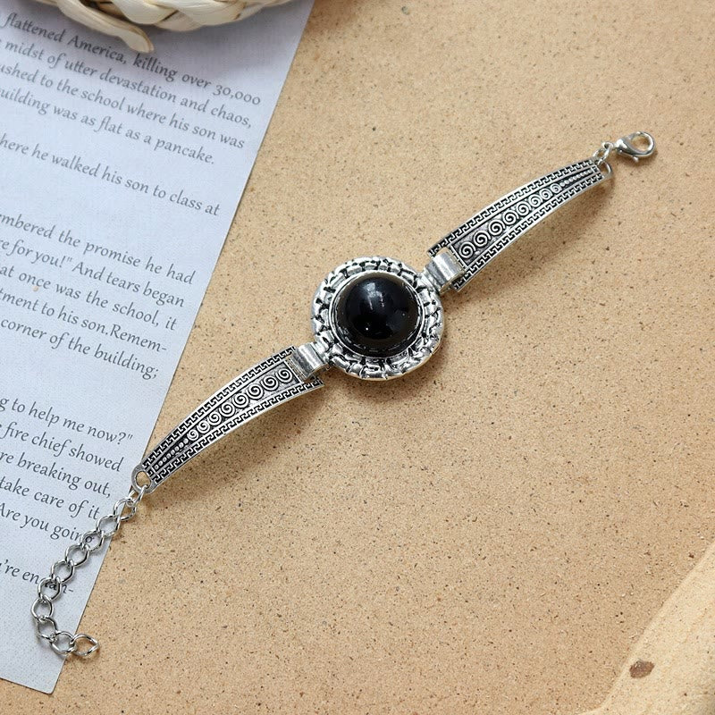 Collezione di bracciali etnici tribali vintage boho con pietre - Nero - Girare - image 5