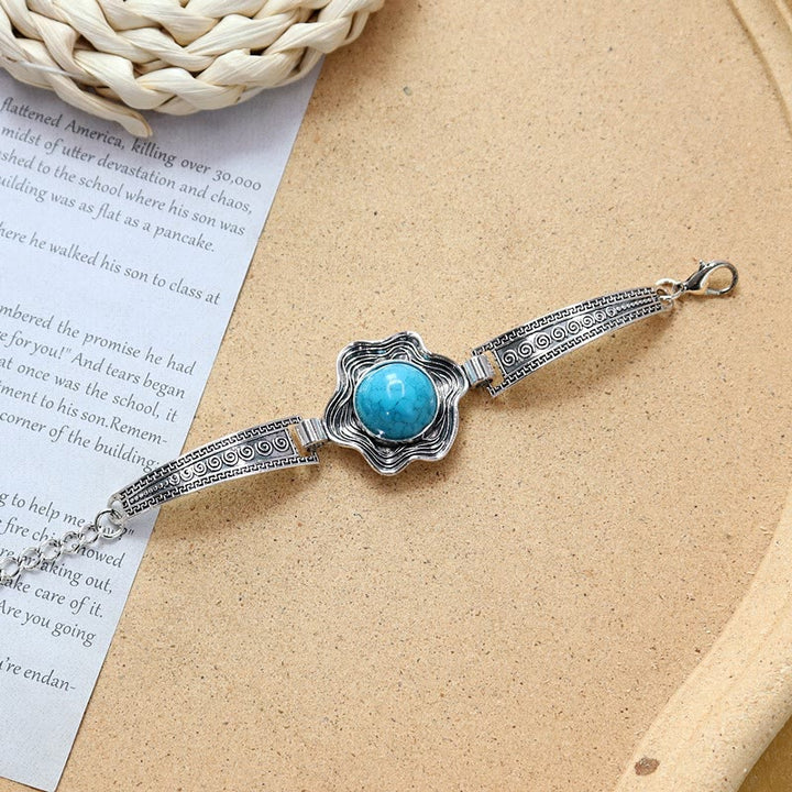 Collezione di bracciali etnici tribali vintage boho con pietre - Blu - Fiore - image 18