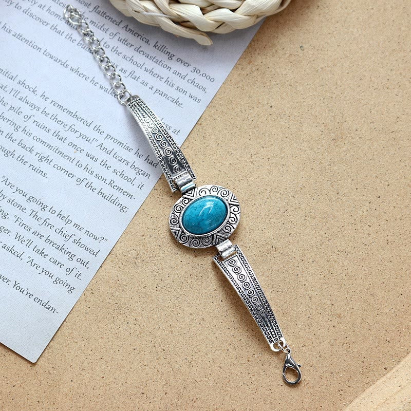 Collezione di bracciali etnici tribali vintage boho con pietre - Blu - Ovale - image 17