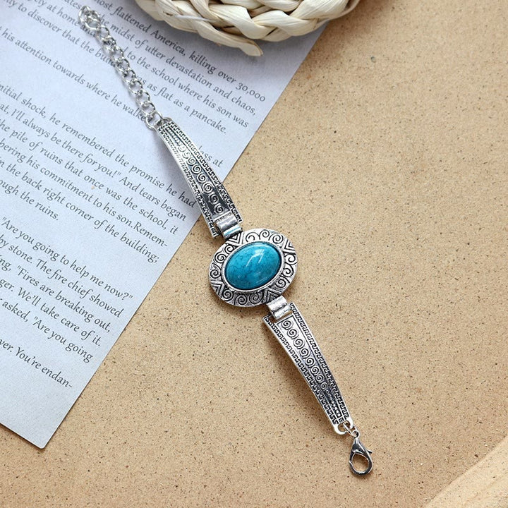 Collezione di bracciali etnici tribali vintage boho con pietre - Blu - Ovale - image 17
